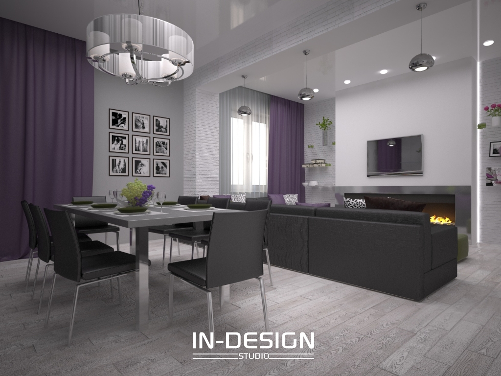 Дизайн-проект коттеджа (гостиная и кухня) на 9 просеке, 60 кв.м